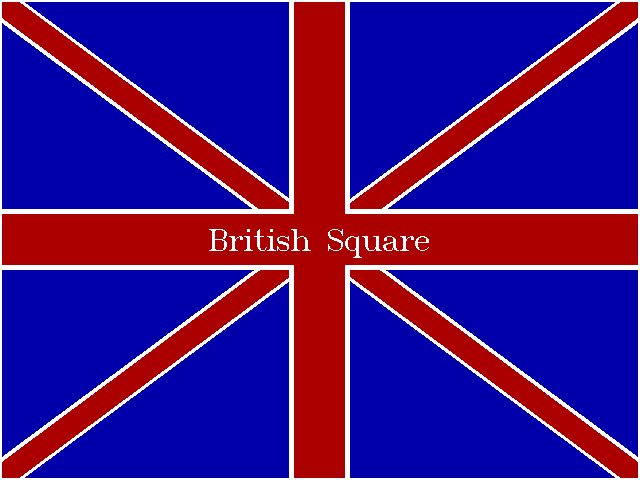 British Square (DOS) screenshot: The game's title screen. Naturally the game plays 'God Save The Queen' when displaying this. This follows a prompt asking the player if they want to use sound