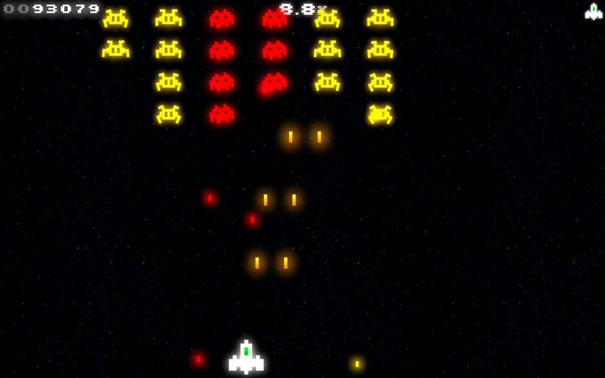Radiant (Windows Apps) screenshot: A classic <i>Space Invaders</i> formation