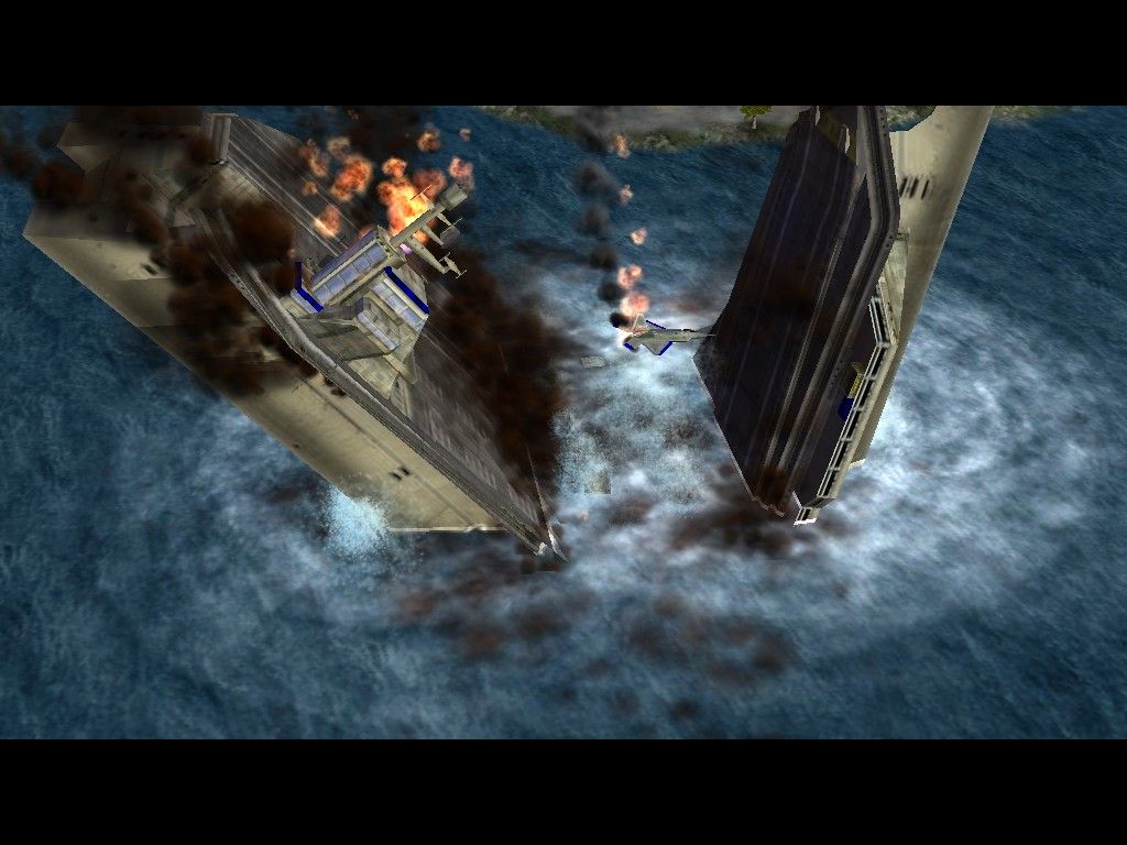 Command & Conquer: Generals - Zero:Hour (Windows) screenshot: The carrier is going down