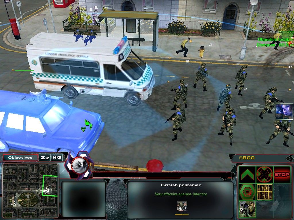 Act of War: Direct Action (Windows) screenshot: Zooming in on the ambulance car healing your troops