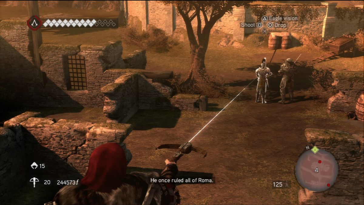 Assassin's Creed: Brotherhood (PlayStation 3) screenshot: Using crossbow to even the odds