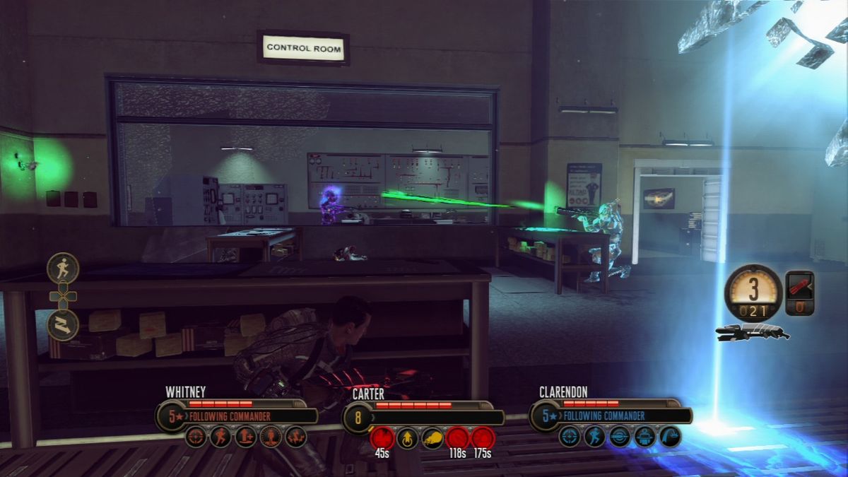 The Bureau: XCOM Declassified (PlayStation 3) screenshot: Enemy scout is under your mind control and is attacking other aliens