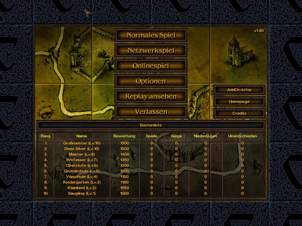 Carcassonne: Ritter, Räuber, Ränkeschmiede (Windows) screenshot: main screen