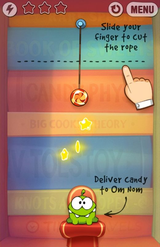 Cut the Rope: Experiments (Android) screenshot: The basics