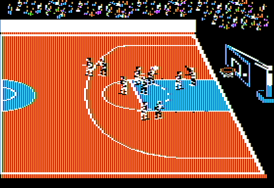 NBA (Apple II) screenshot: I Foul on the Computer