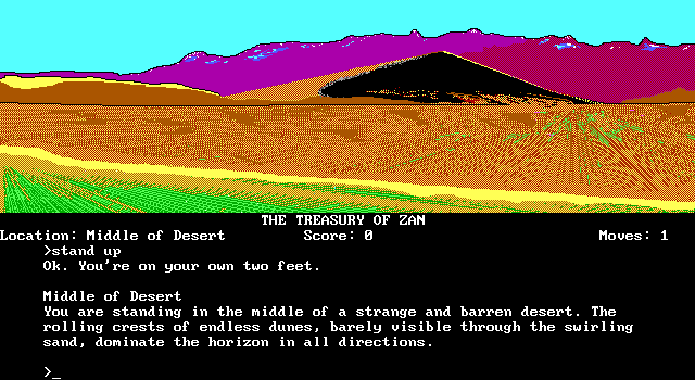 The Treasury of Zan (DOS) screenshot: Lost in the desert