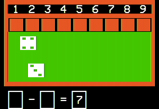 Number Stumper (Apple II) screenshot: Subtraction