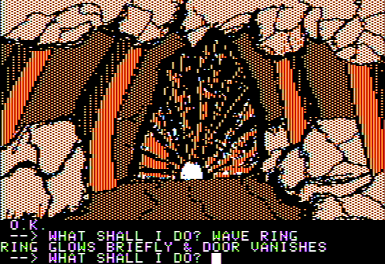 Scott Adams' Graphic Adventure #4: Voodoo Castle (Apple II) screenshot: A Secret Passage