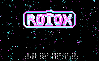 Rotox (DOS) screenshot: Title screen (CGA)