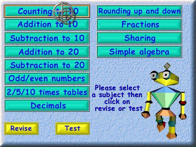 Action SATS Learning: Key Stage 1 4-7 Years: Numbers (Windows) screenshot: The topics/ levels of the game Each can be played individually