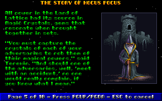 Hocus Pocus (DOS) screenshot: Hocus Pocus has a really long story