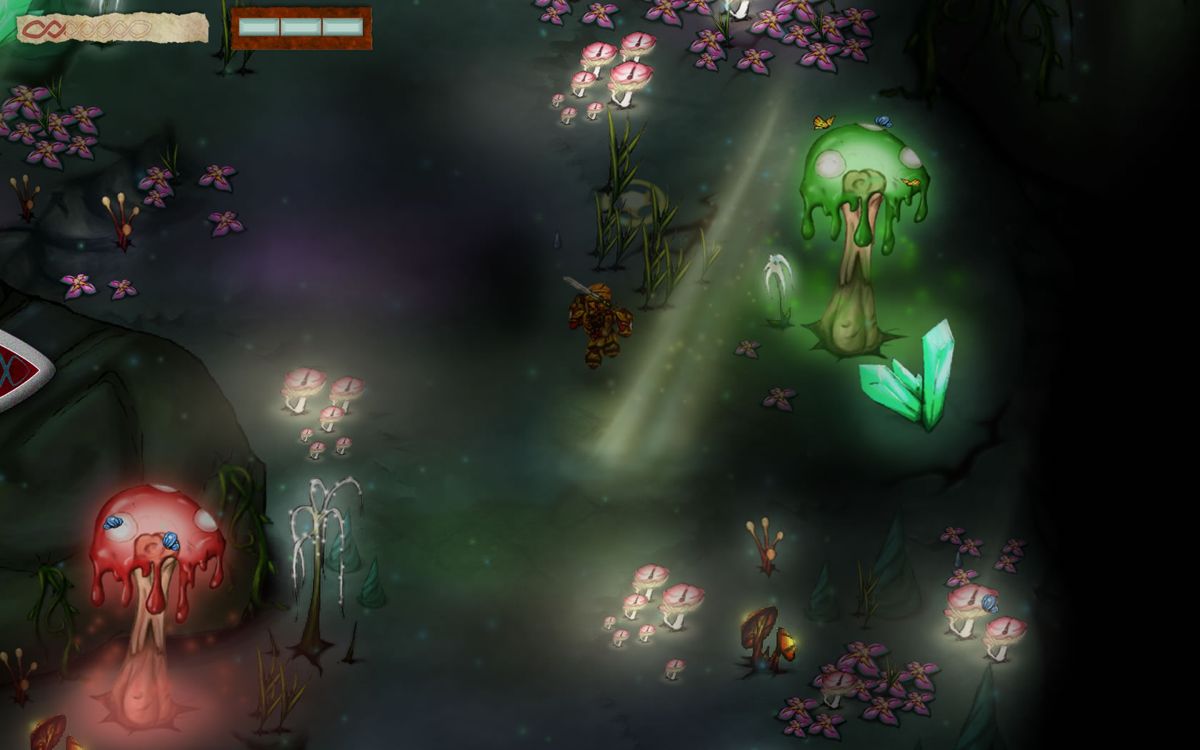 Ku: Shroud of the Morrigan (Windows) screenshot: Glowing vegetation inside the Wolf Cave