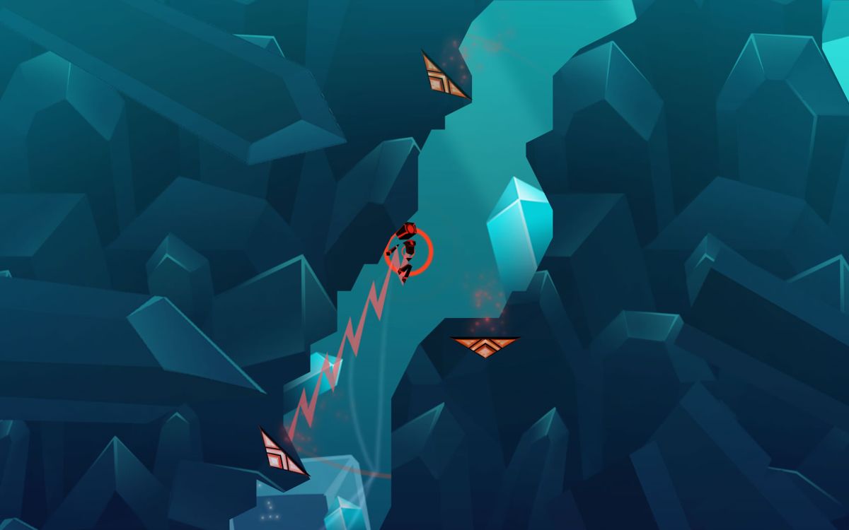 Magnetic By Nature (Windows) screenshot: Passing through a small passage with repel for thrust.
