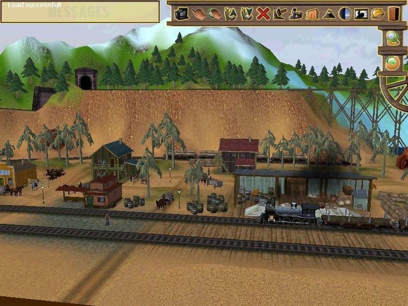 Create Your Own Model Railway Deluxe (Windows) screenshot: The Wild West Edition This shows part of one of the demonstration layouts All the bridgework and tunnels are created automatically by the game