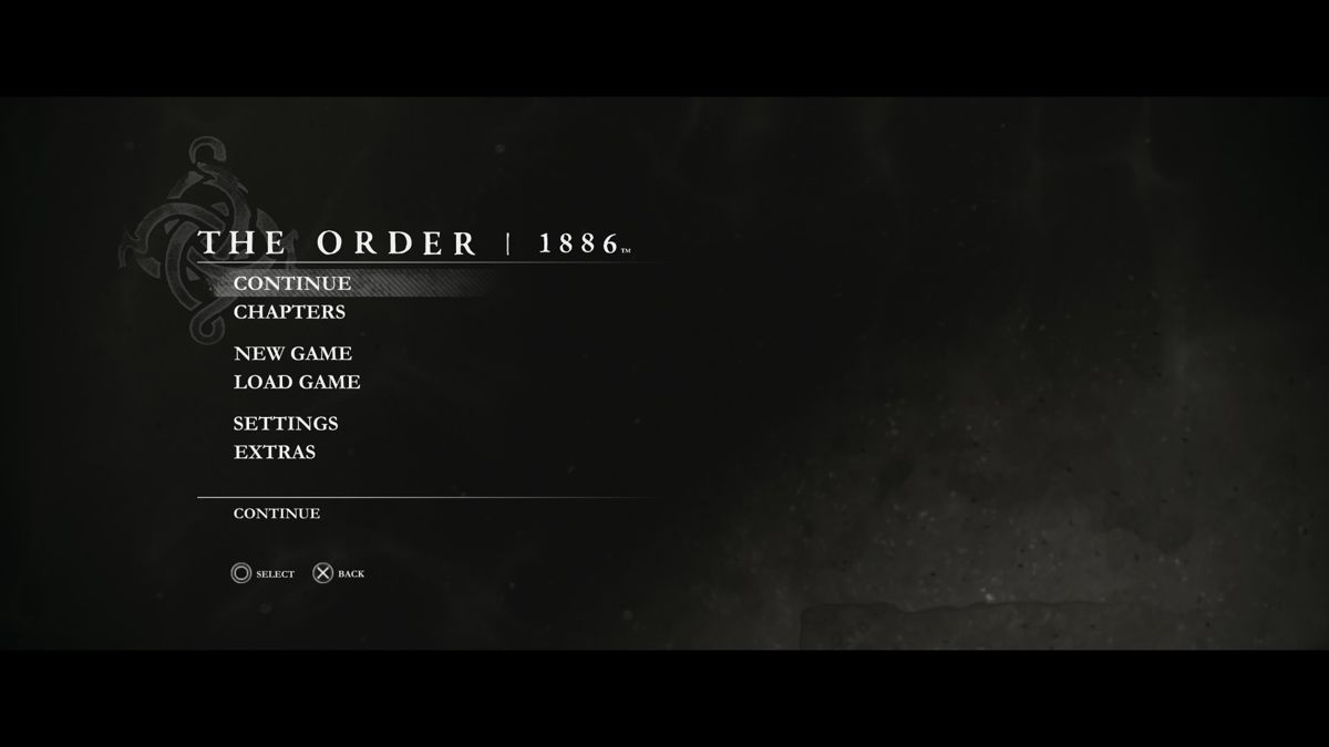 The Order: 1886 (PlayStation 4) screenshot: Main menu