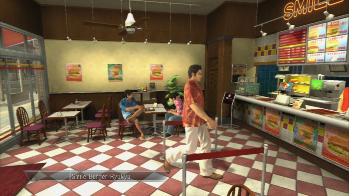 Yakuza 3 (PlayStation 3) screenshot: Getting some snacks at the fast food restaurant