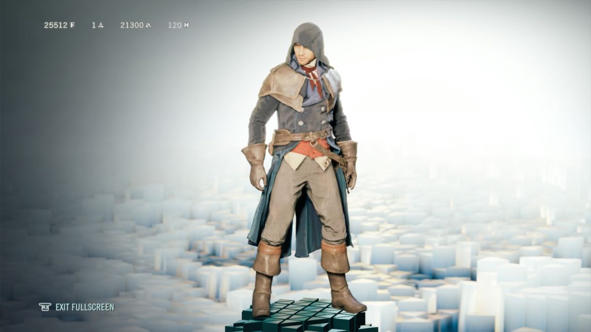 Assassin's Creed: Unity - Underground Armory Pack (PlayStation 4) screenshot: Arno's Fearless Outfit, full screen front view