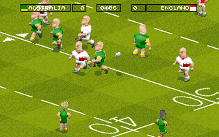 Super League Pro Rugby (DOS) screenshot: Missed the ball...