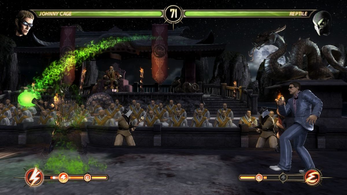 Mortal Kombat: Komplete Edition (Windows) screenshot: Johny Cage energy shot into invisible Reptile