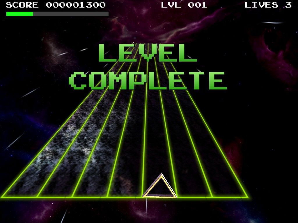 TriBlaster (Windows) screenshot: Level complete