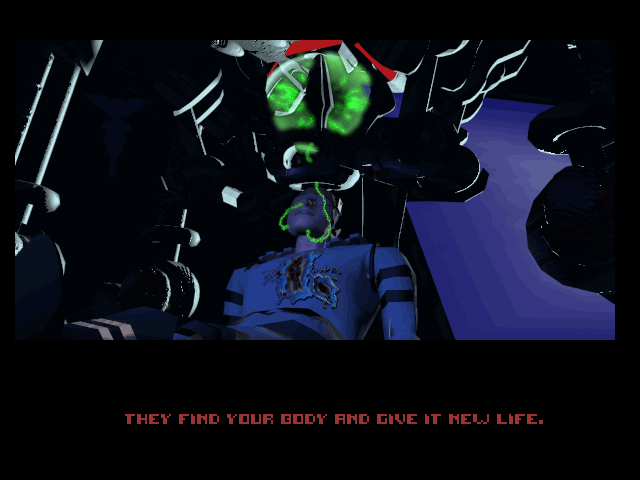 System Shock (DOS) screenshot: Impressive death screen...