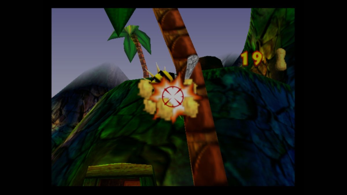 Donkey Kong 64 (Wii U) screenshot: Taking out a wasp in first person mode