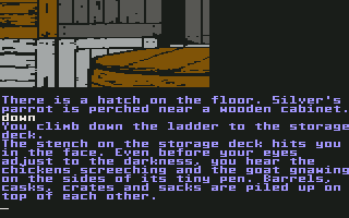 Treasure Island (Commodore 64) screenshot: Ship's storage.
