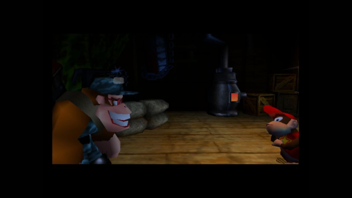 Donkey Kong 64 (Wii U) screenshot: Funky Kong, once again changing professions, provides you with your arsenal