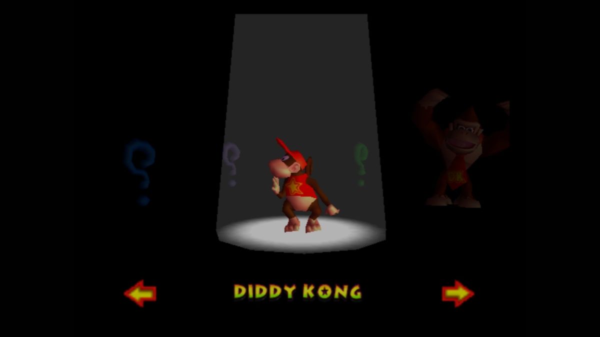 Donkey Kong 64 (Wii U) screenshot: Selecting among characters. I only have two so far
