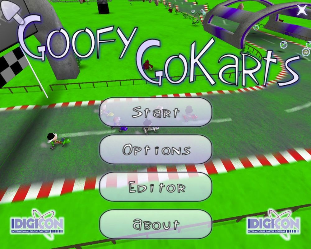 Goofy Gokarts (Windows) screenshot: The game's main menu screen