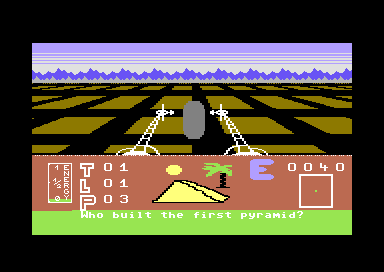 Masters of Time (Commodore 64) screenshot: Who Built the First Pyramid?