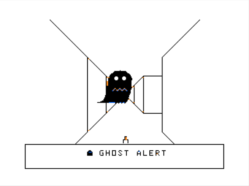 Maze Escape (TRS-80 CoCo) screenshot: Ghost Alert!