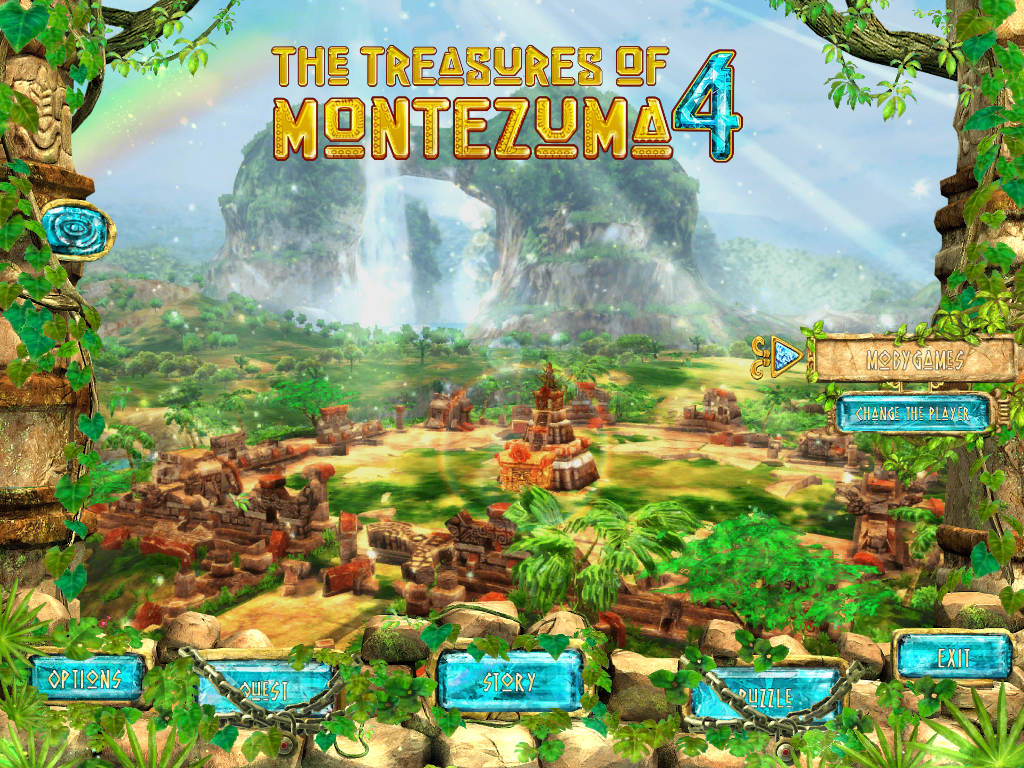 The Treasures of Montezuma 4 (Windows) screenshot: Title and main menu