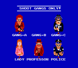 Hogan's Alley (NES) screenshot: Shoot Gangs Only