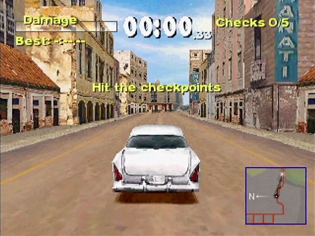 Driver 2 (PlayStation) screenshot: Hit the Checkpoints
