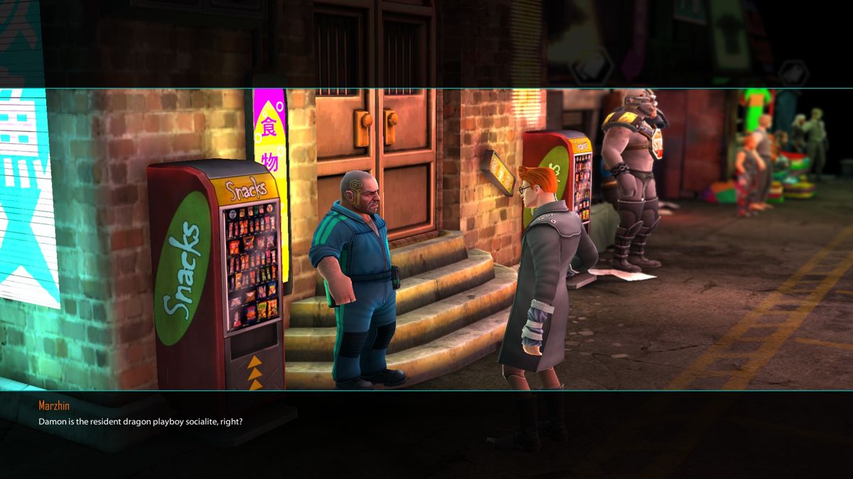 Shadowrun Chronicles: Boston Lockdown (Windows) screenshot: Discussing the matter of Dragons with a NPC