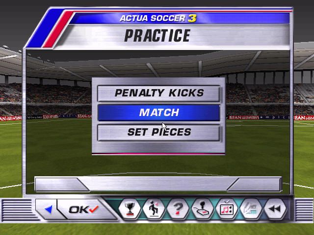 Actua Soccer 3 (Windows) screenshot: Practice options