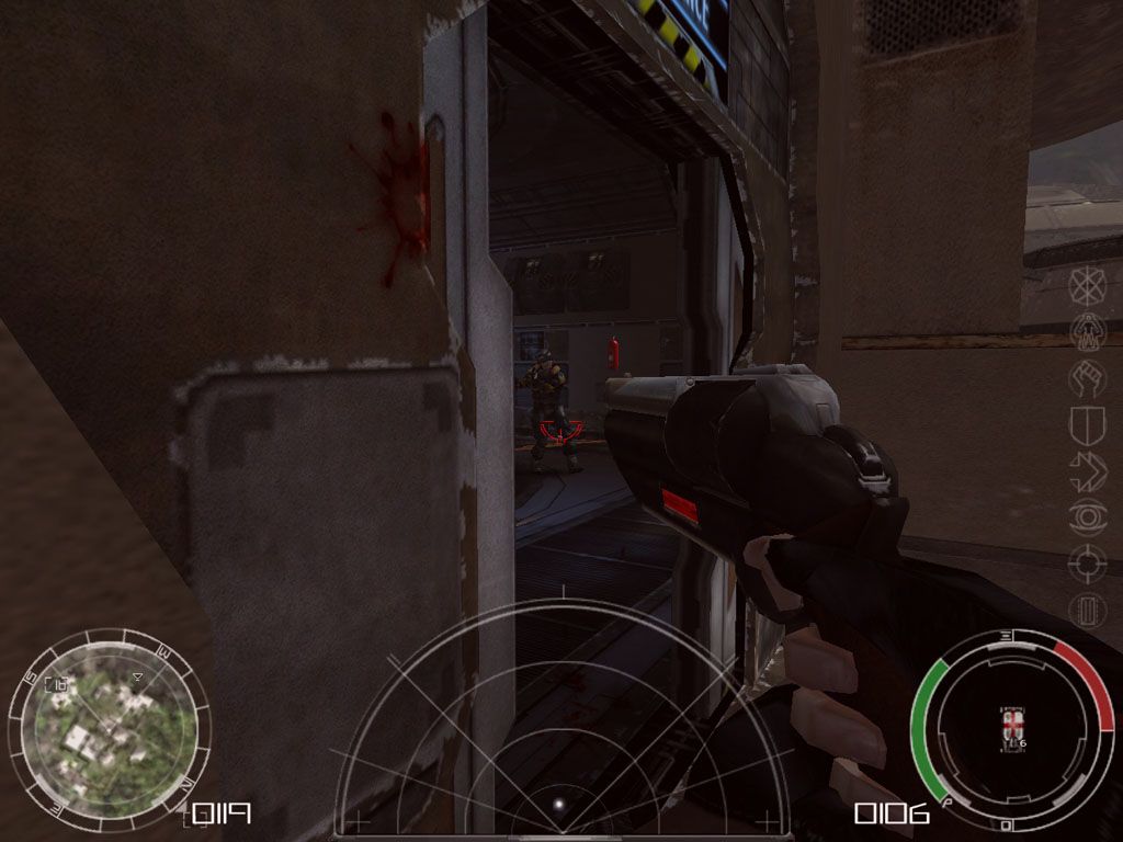 Advanced Battlegrounds: The Future of Combat (Windows) screenshot: Most of the times you enter rooms you have to develop break in tactics otherwise you're swiss cheese