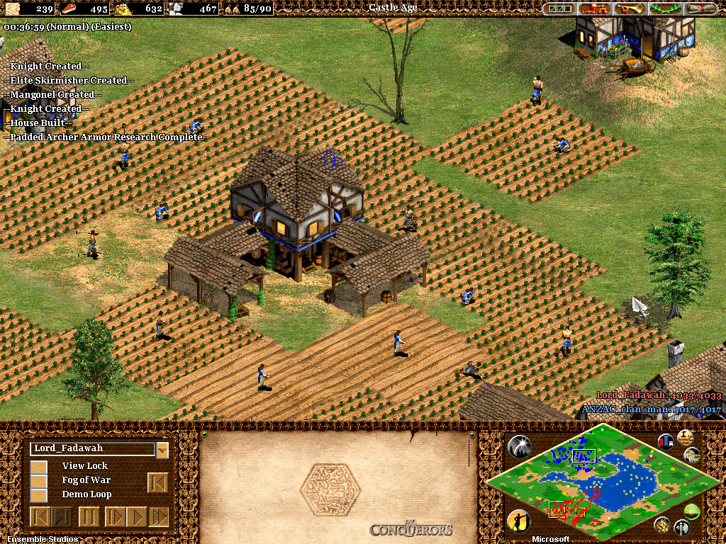 Age of Empires II: The Conquerors (Windows) screenshot: Farms will be your main source of food throughout the game
