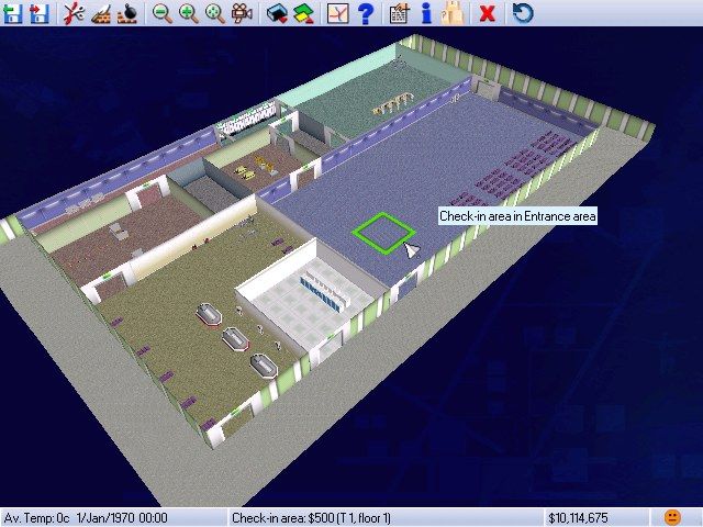 Airport Tycoon (Windows) screenshot: Building terminal inside