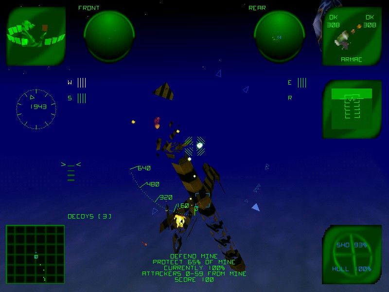 Xenocracy (Windows) screenshot: Finishing off a crippled troop ship on its way to invade our mining colony.
