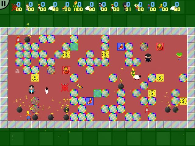 JNKBombers (Windows) screenshot: Many bombs in the arena