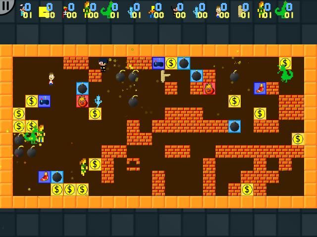 JNKBombers (Windows) screenshot: The game is very action oriented.