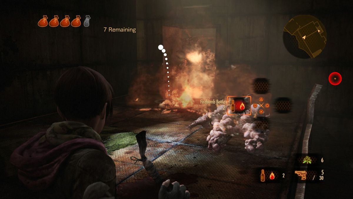 Resident Evil: Revelations 2 - Extra Episode 1: The Struggle (PlayStation 4) screenshot: Molotovs work great against tougher enemies