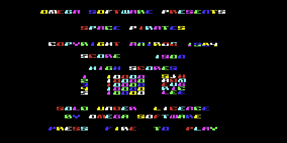 Cosmic Commando (VIC-20) screenshot: Title (Omega release)