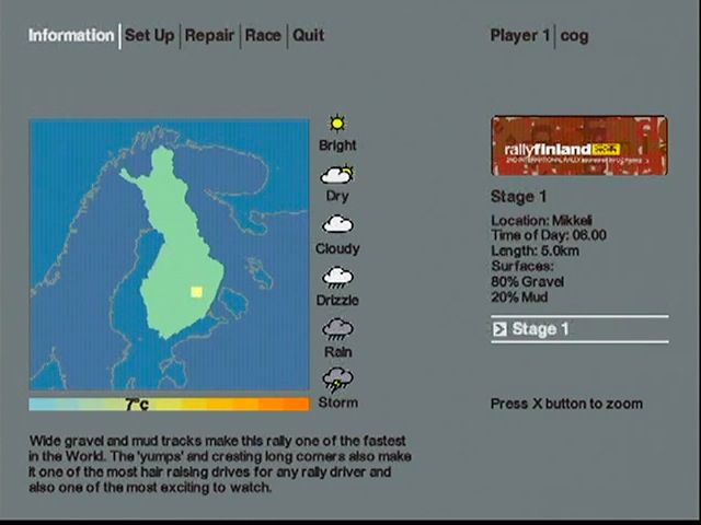 Colin McRae Rally 2.0 (PlayStation) screenshot: Rally Information