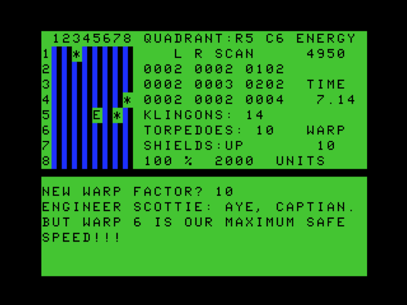 Screenshot of Startrek (TRS-80 CoCo, 1982) - MobyGames