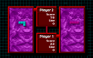 Tetrix (DOS) screenshot: Two-player game. Both players use the same keyboard.