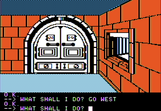 Scott Adams' Graphic Adventure #5: The Count (Apple II) screenshot: In the Kitchen