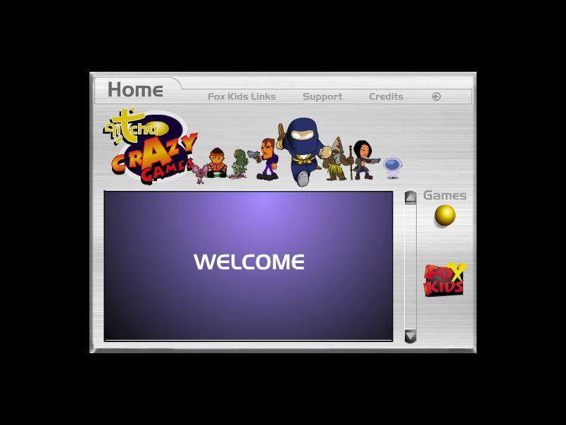 Fox Kids Kinder Spiele: Volume 3 (Windows) screenshot: The initial 'HOME' screen. The games are not shown until the GAMES button is clicked